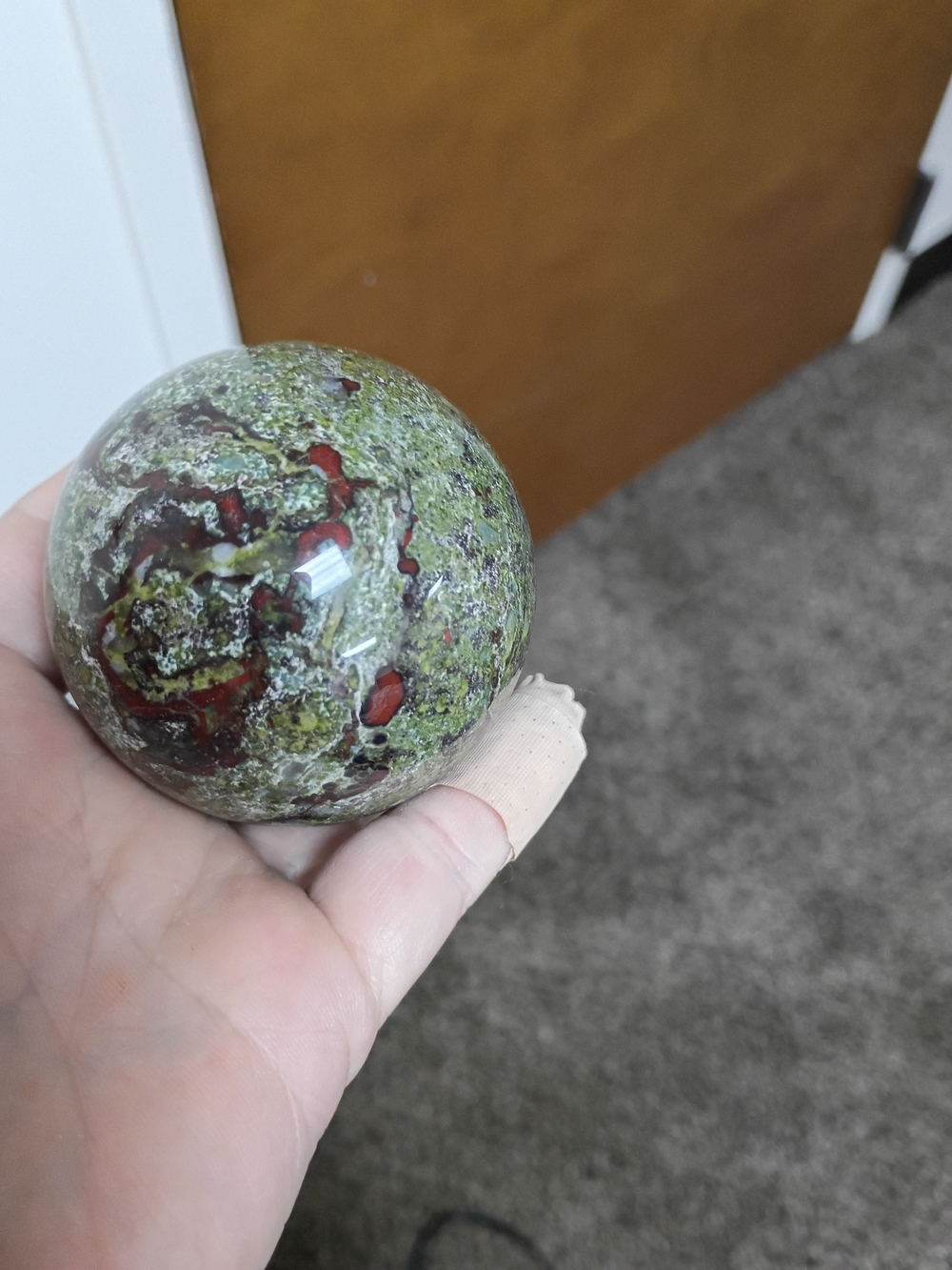 Polished Green and Red Decorative Sphere - Home Accent